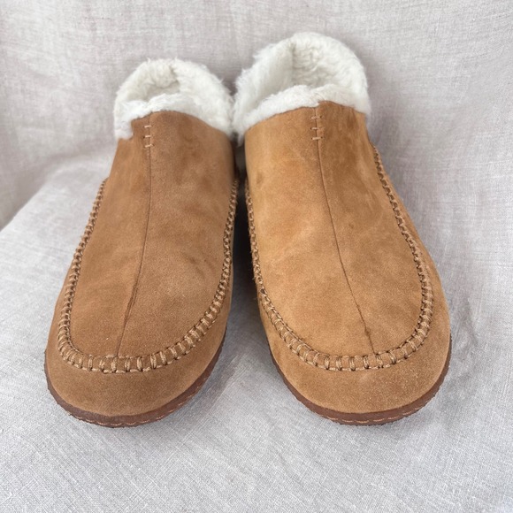 Sorel Manawan II Mens 13 Elk Natural Suede Faux Fur Lined Slippers NM3472-242 - Picture 6 of 11